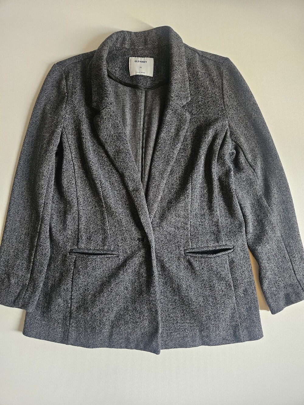 Old Navy Womens Blazer XS Grey Black Herringbone Comfy Office Suit Separate
